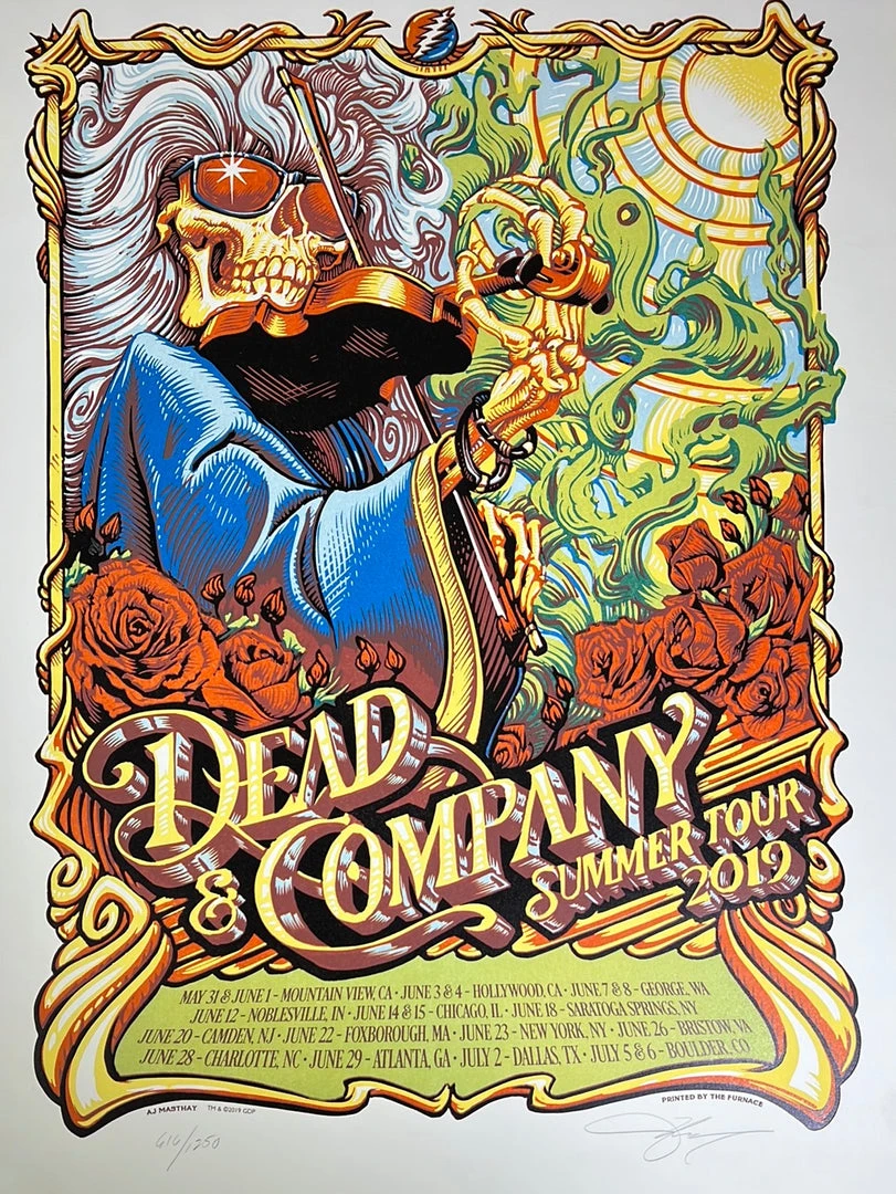 Dead & Company - 2019 AJ Masthay Poster Summer Tour 1250 Gig Posters