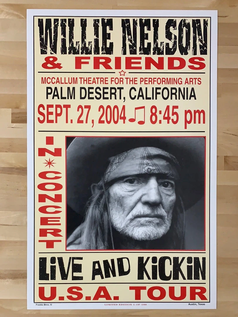 Gig Posters Willie Nelson - 2004 Franks Brothers 9/27 Poster Palm Desert, CA