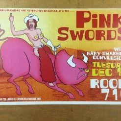 Pink Swords - 2001 Rob Jones Poster Austin, TX Room 710 Gig Posters