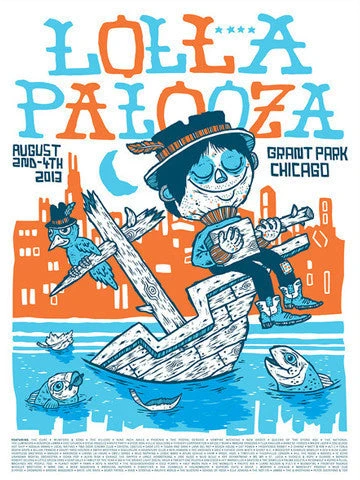 Lollapalooza - 2013 Michael Sieben Poster Numbered Edition Chicago Chicago, IL