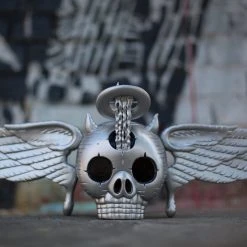 Skully - 2016 David Welker SILVER Statue Vinyl Sculpture Art Prints